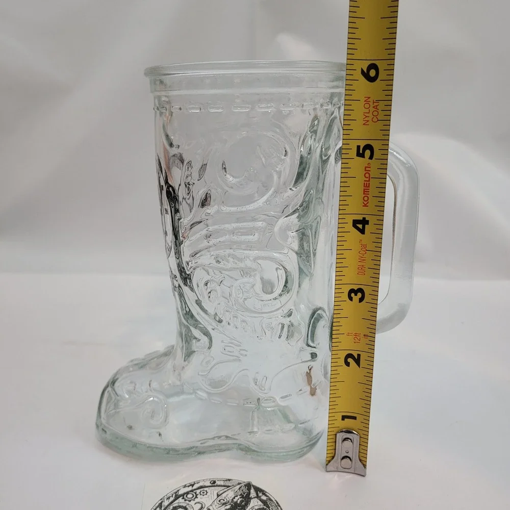 Vienna SD Centennial Cowboy Boot Glass Mug Souvenir 1885-1985 Clear Barware